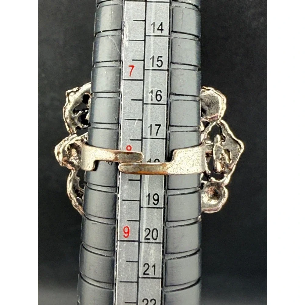Vintage Silver Tone‎ Cocktail Ring Boho Adjustable Size 8 - Picture 8 of 10